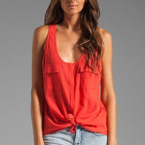 JOIE 'Balsa' Cherry Crepe Cotton Pocket Tank Top